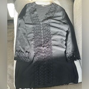 Black swim coverup with eyelet detail